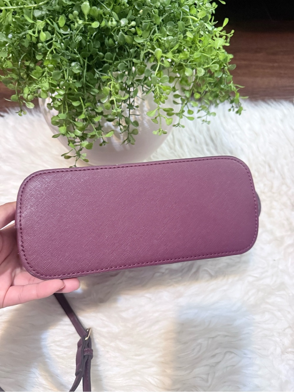 kate spade Plum Saffiano Crossbody with Gold-Tone Logo - Picture 6 of 8
